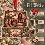 Personalized Cowgirl Pink Tack Box Acrylic Ornament — Flat acrylic material