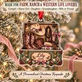 Personalized Cowgirl Pink Tack Box Acrylic Ornament — Size guide