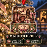 Personalized Cowgirl Pink Tack Box Acrylic Ornament — Production and delivery
