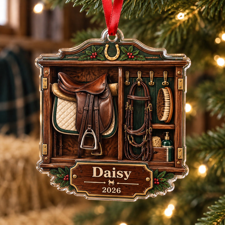 Personalized Horse Saddle Tack Room Acrylic Ornament — Main design