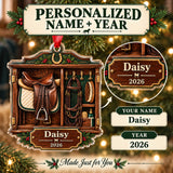 Personalized Horse Saddle Tack Room Acrylic Ornament — Personalization guide