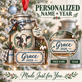 Personalized Dairy Farm Milk Can Scene Acrylic Ornament — Personalization guide
