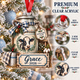 Personalized Dairy Farm Milk Can Scene Acrylic Ornament — Flat acrylic material