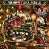 Personalized Three Generation Family Farm Acrylic Ornament — Flat acrylic material