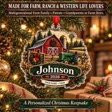 Personalized Three Generation Family Farm Acrylic Ornament — Size guide