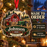 Personalized Three Generation Family Farm Acrylic Ornament — Production and delivery