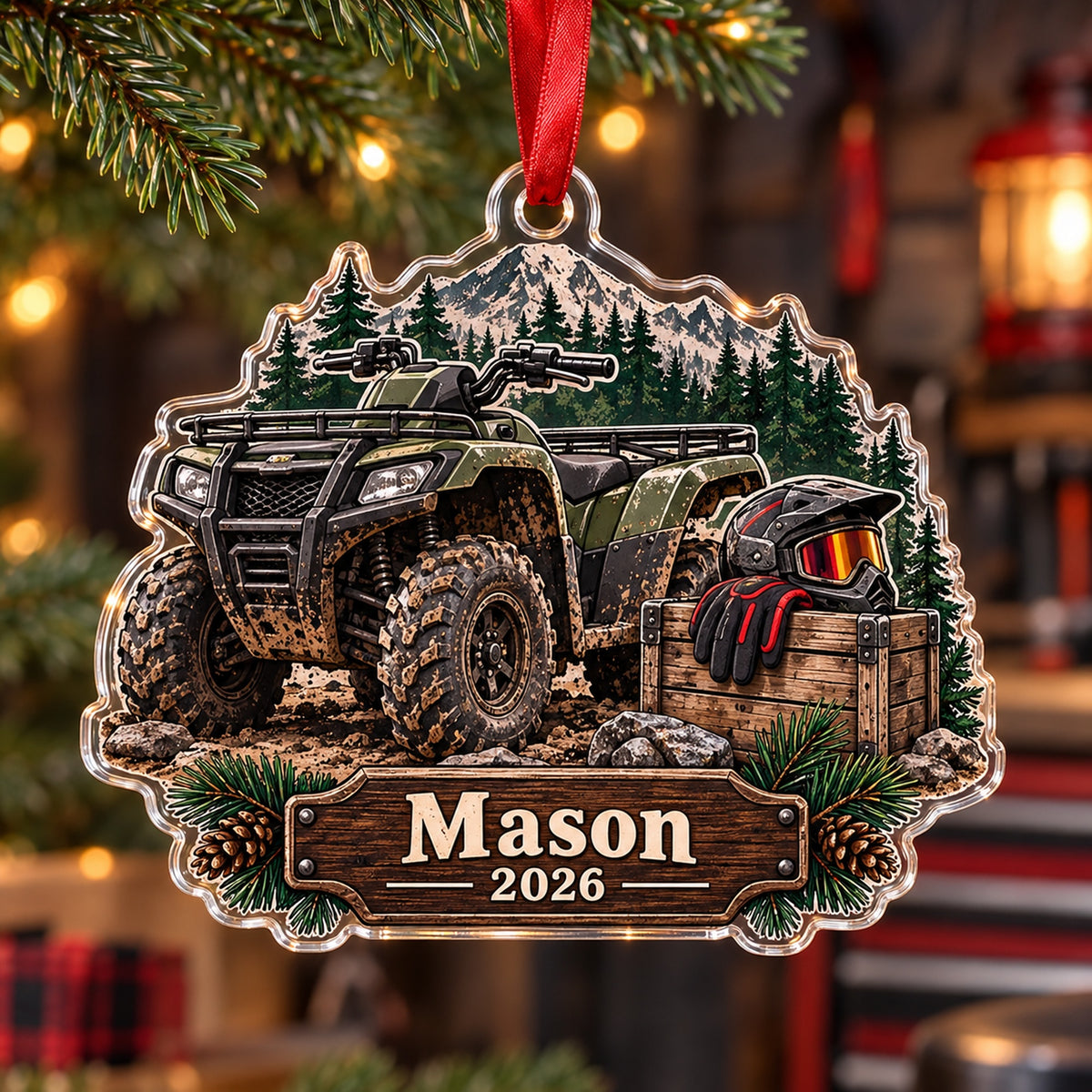 Personalized ATV Trail Gear Crate Acrylic Ornament