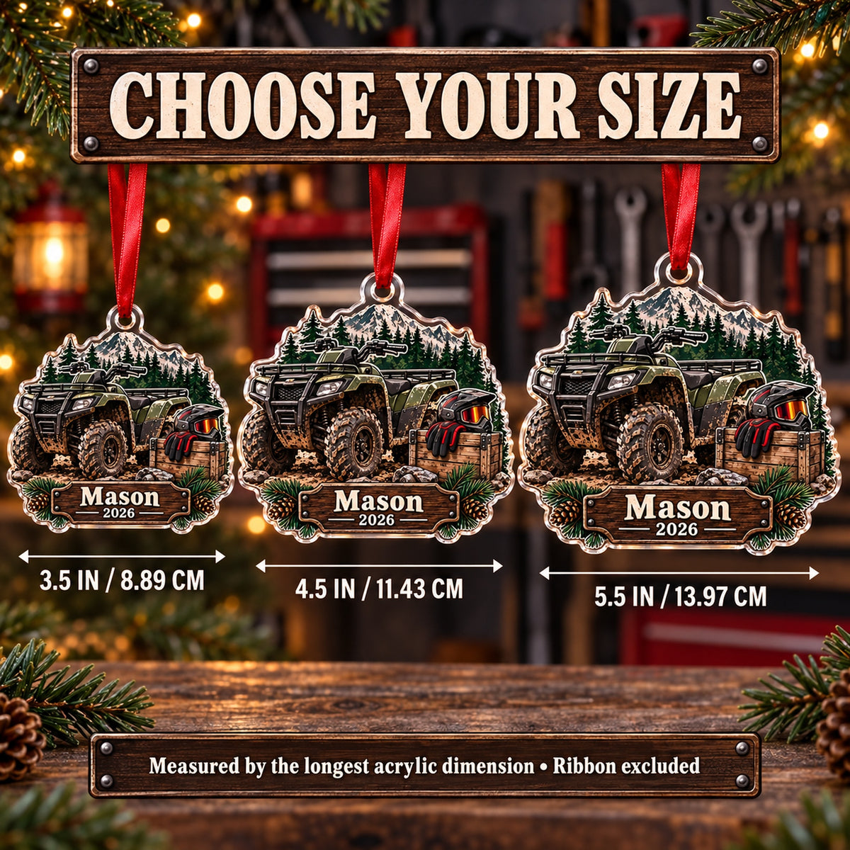 Personalized ATV Trail Gear Crate Acrylic Ornament