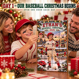 Personalized Baseball Player Advent Calendar with 24 Photo Ornaments