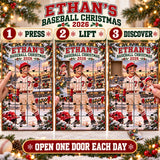 Personalized Baseball Player Advent Calendar with 24 Photo Ornaments