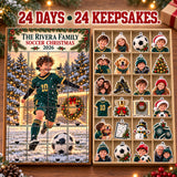 Personalized Soccer Family Advent Calendar with 24 Photo Ornaments