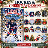 Personalized Ice Hockey Player Advent Calendar with 24 Photo Ornaments