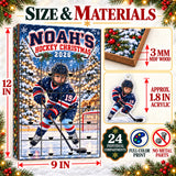 Personalized Ice Hockey Player Advent Calendar with 24 Photo Ornaments