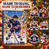 Personalized Ice Hockey Player Advent Calendar with 24 Photo Ornaments