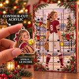 Personalized Softball Player Advent Calendar with 24 Photo Ornaments