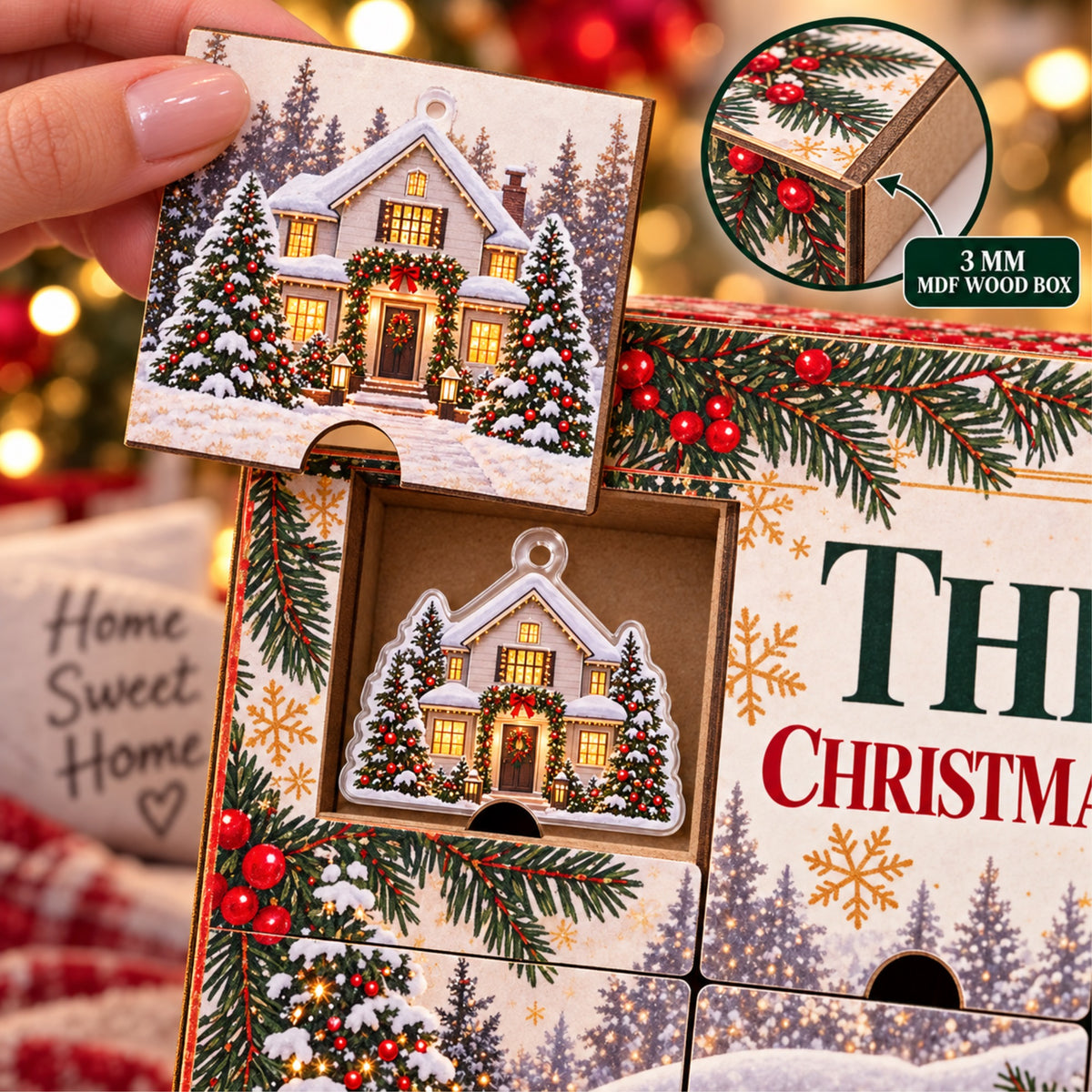 Personalized Christmas In Our First Home Advent Calendar with 24 Photo Ornaments
