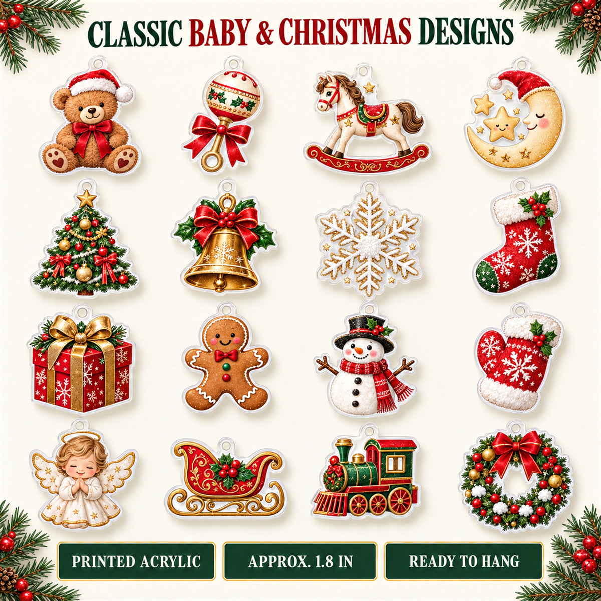 Personalized Baby's First Christmas Photo Advent Calendar with 24 Photo Ornaments