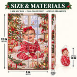 Personalized Baby's First Christmas Photo Advent Calendar with 24 Photo Ornaments