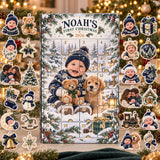 Personalized Baby Boy First Christmas Advent Calendar with 24 Photo Ornaments