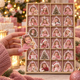 Personalized Baby Girl First Christmas Advent Calendar with 24 Photo Ornaments