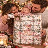 Personalized Baby Girl First Christmas Advent Calendar with 24 Photo Ornaments