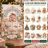 Personalized Rainbow Baby First Christmas Advent Calendar with 24 Photo Ornaments