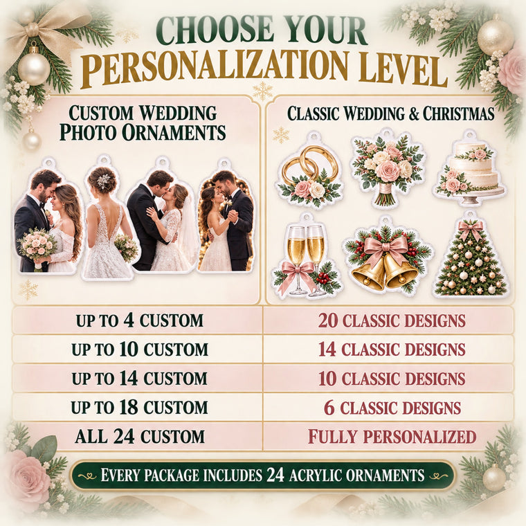 Personalized From I Do To Christmas Advent Calendar with 24 Photo Ornaments