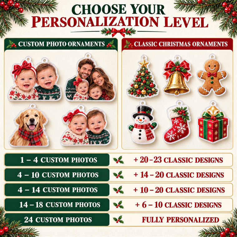 Personalized Twins First Christmas Advent Calendar with 24 Photo Ornaments