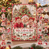 Personalized Triplets First Christmas Advent Calendar with 24 Photo Ornaments
