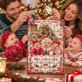 Personalized Triplets First Christmas Advent Calendar with 24 Photo Ornaments