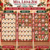 Personalized Triplets First Christmas Advent Calendar with 24 Photo Ornaments