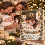 Personalized First Christmas Family of Three Advent Calendar with 24 Photo Ornaments