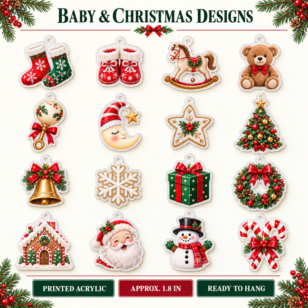 Personalized Baby's First Year Memories Advent Calendar with 24 Photo Ornaments