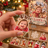 Personalized Little Reindeer Baby Christmas Advent Calendar with 24 Photo Ornaments