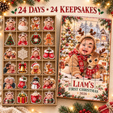 Personalized Little Reindeer Baby Christmas Advent Calendar with 24 Photo Ornaments