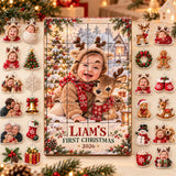 Personalized Little Reindeer Baby Christmas Advent Calendar with 24 Photo Ornaments