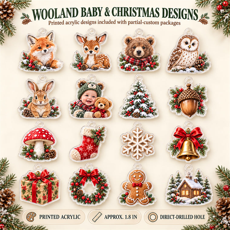Personalized Woodland Baby First Christmas Advent Calendar with 24 Photo Ornaments