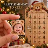Personalized Teddy Bear Baby First Christmas Advent Calendar with 24 Photo Ornaments