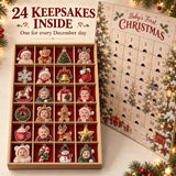 Personalized Teddy Bear Baby First Christmas Advent Calendar with 24 Photo Ornaments