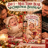 Personalized Teddy Bear Baby First Christmas Advent Calendar with 24 Photo Ornaments