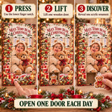 Personalized Teddy Bear Baby First Christmas Advent Calendar with 24 Photo Ornaments