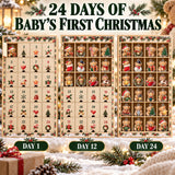 Personalized Teddy Bear Baby First Christmas Advent Calendar with 24 Photo Ornaments