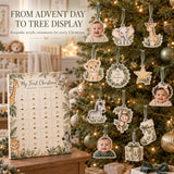 Personalized Safari Baby First Christmas Advent Calendar with 24 Photo Ornaments