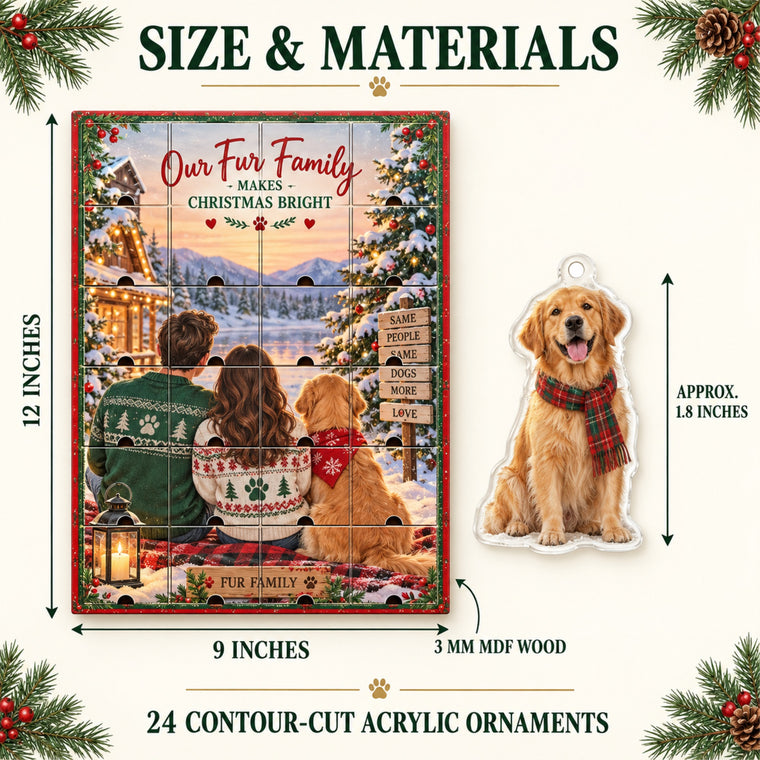 Personalized Our First Christmas Fur Family Advent Calendar with 24 Photo Ornaments
