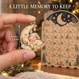 Personalized Boho Moon Stars Baby Christmas Advent Calendar with 24 Photo Ornaments