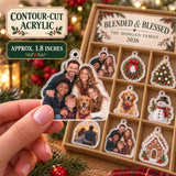 Personalized Blended And Blessed Family Advent Calendar with 24 Photo Ornaments