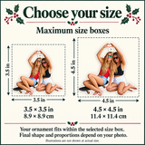 Best Friend ornament maximum size boxes: 3.5 by 3.5 inches or 4.5 by 4.5 inches. Final shape follows the photo.