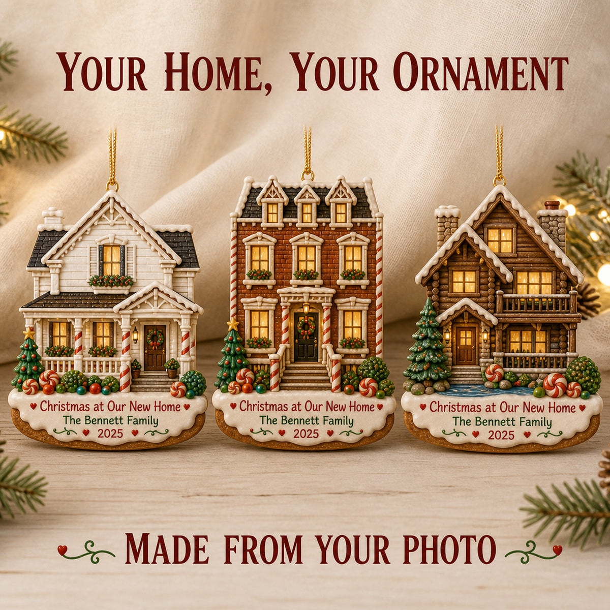 Personalized Gingerbread Victorian New Home Photo Acrylic Ornament