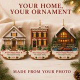 Personalized Gingerbread Our Happy Place Cabin Photo Acrylic Ornament