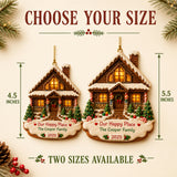 Personalized Gingerbread Our Happy Place Cabin Photo Acrylic Ornament
